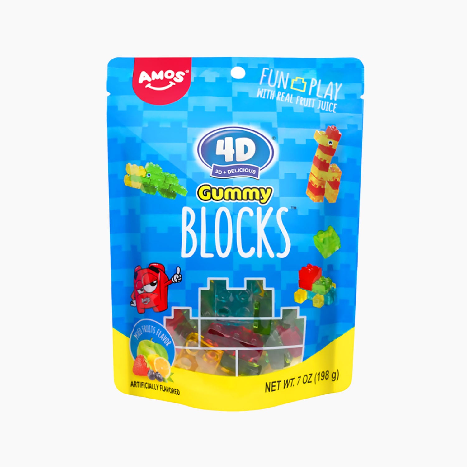 Amos 4D Fruit Gummy - Blocks 198 g