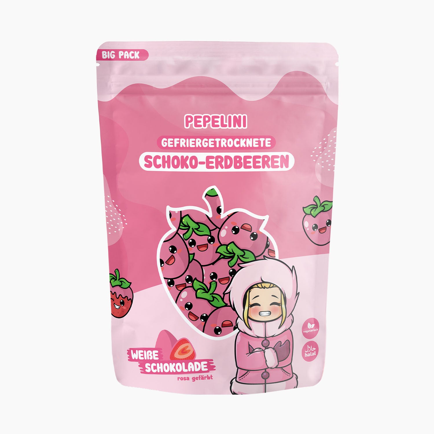 PEPELINI Gefriergetrocknete Schoko-Erdbeeren - Weiße Schokolade - 300 g BIG PACK