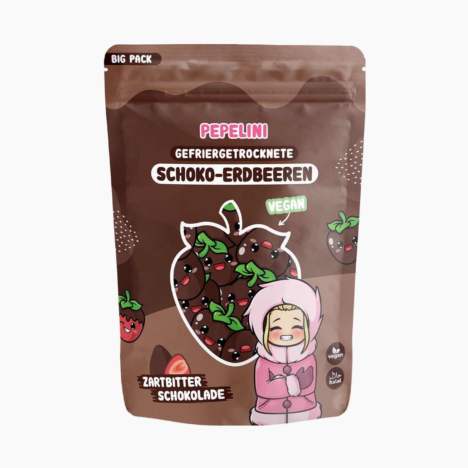 PEPELINI Gefriergetrocknete Schoko-Erdbeeren - Zartbitter Schokolade - 300 g BIG PACK