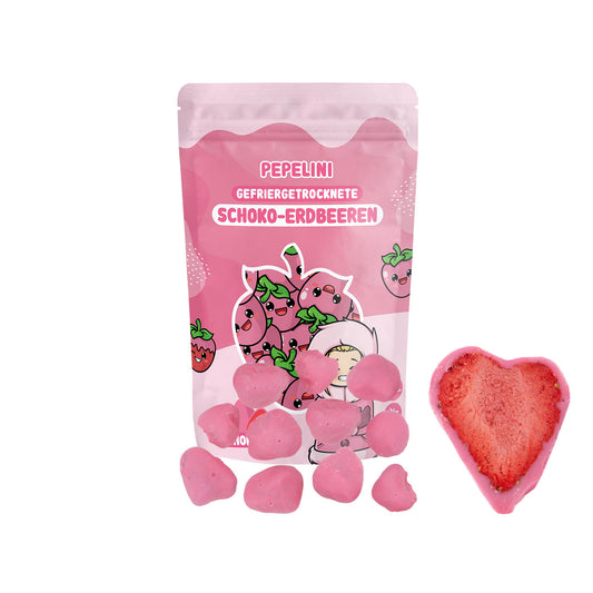 PEPELINI Gefriergetrocknete Schoko-Erdbeeren - Weiße Schokolade (rosa gefärbt)